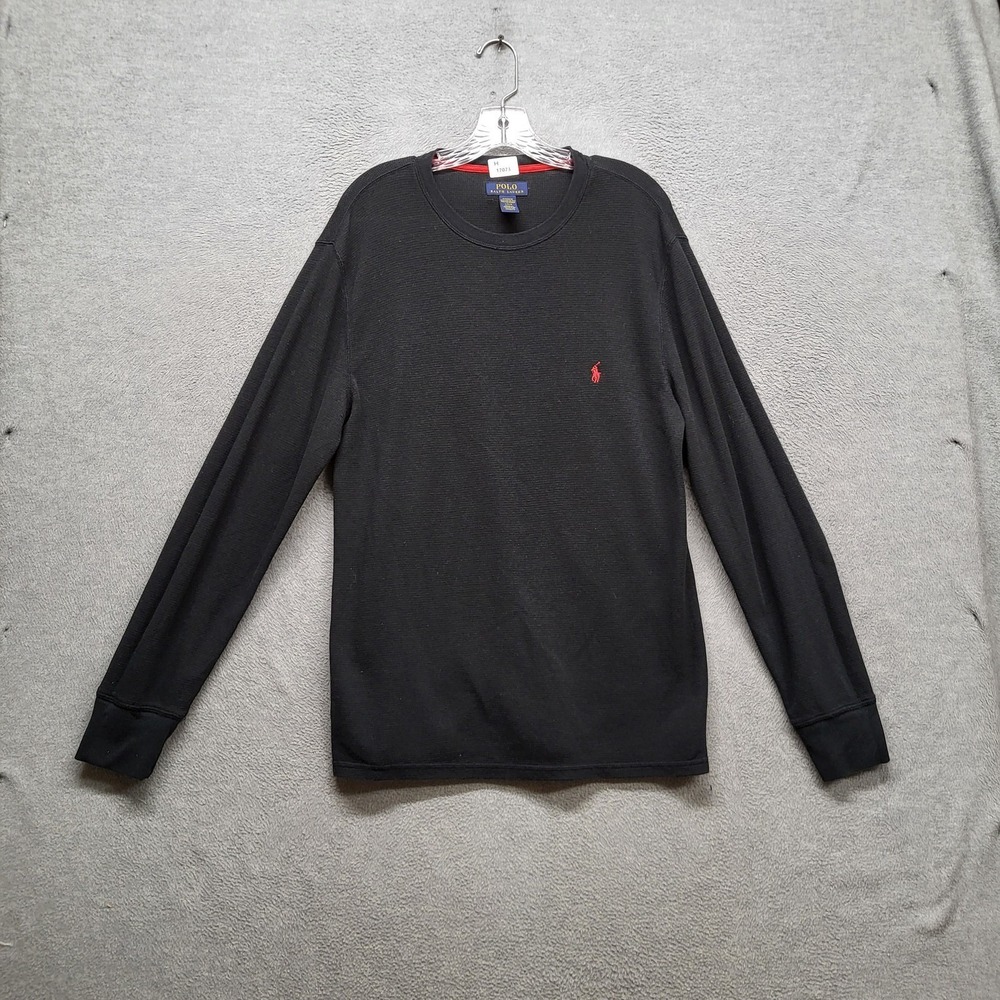Polo Ralph Lauren Men Sleepwear L Black Pony Embroidery Thermal Waffle Knit